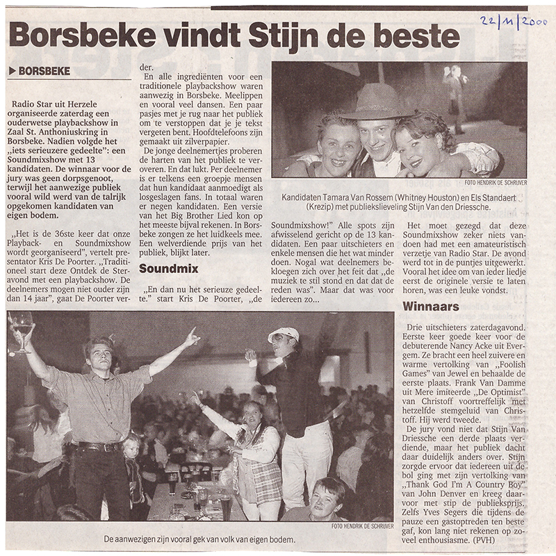 Stijn Van den Driessche wint de publieksprijs in 2000