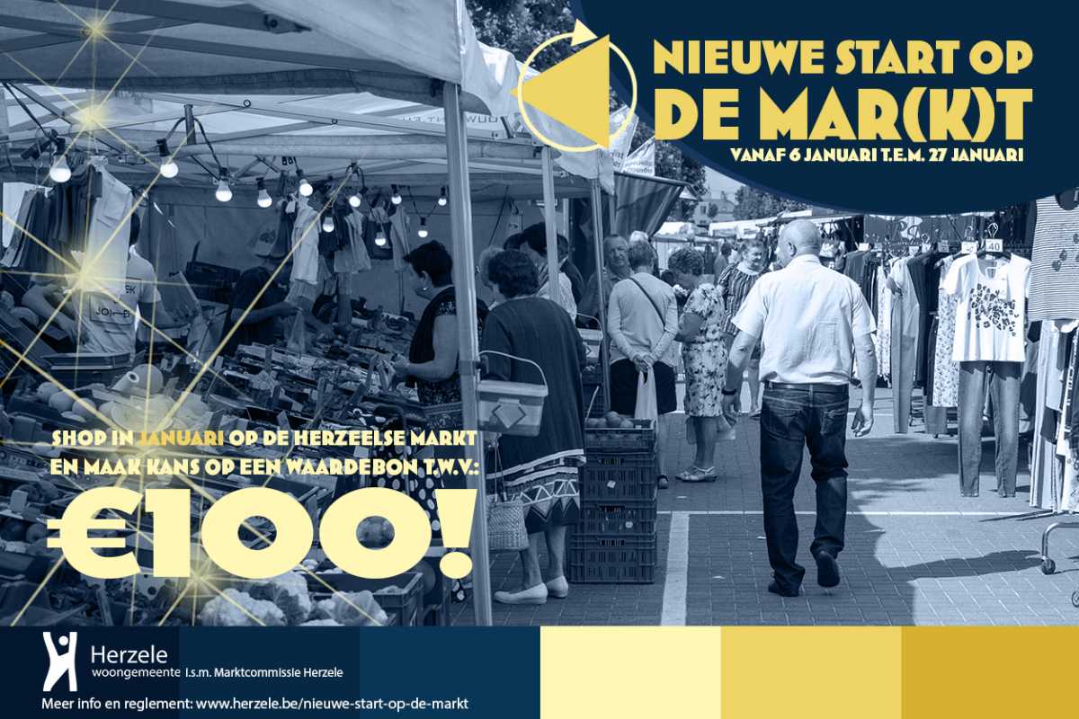 Affiche Een nieuwe start op de Herzeelse mar(k)t