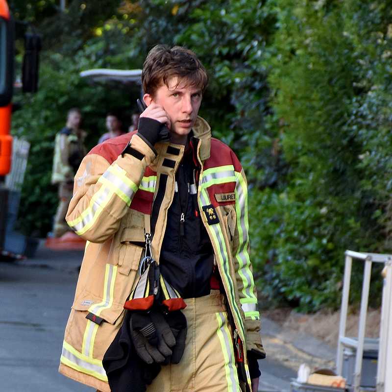 Luitenant Jonathan Jouret tijdens een brandweeroefening